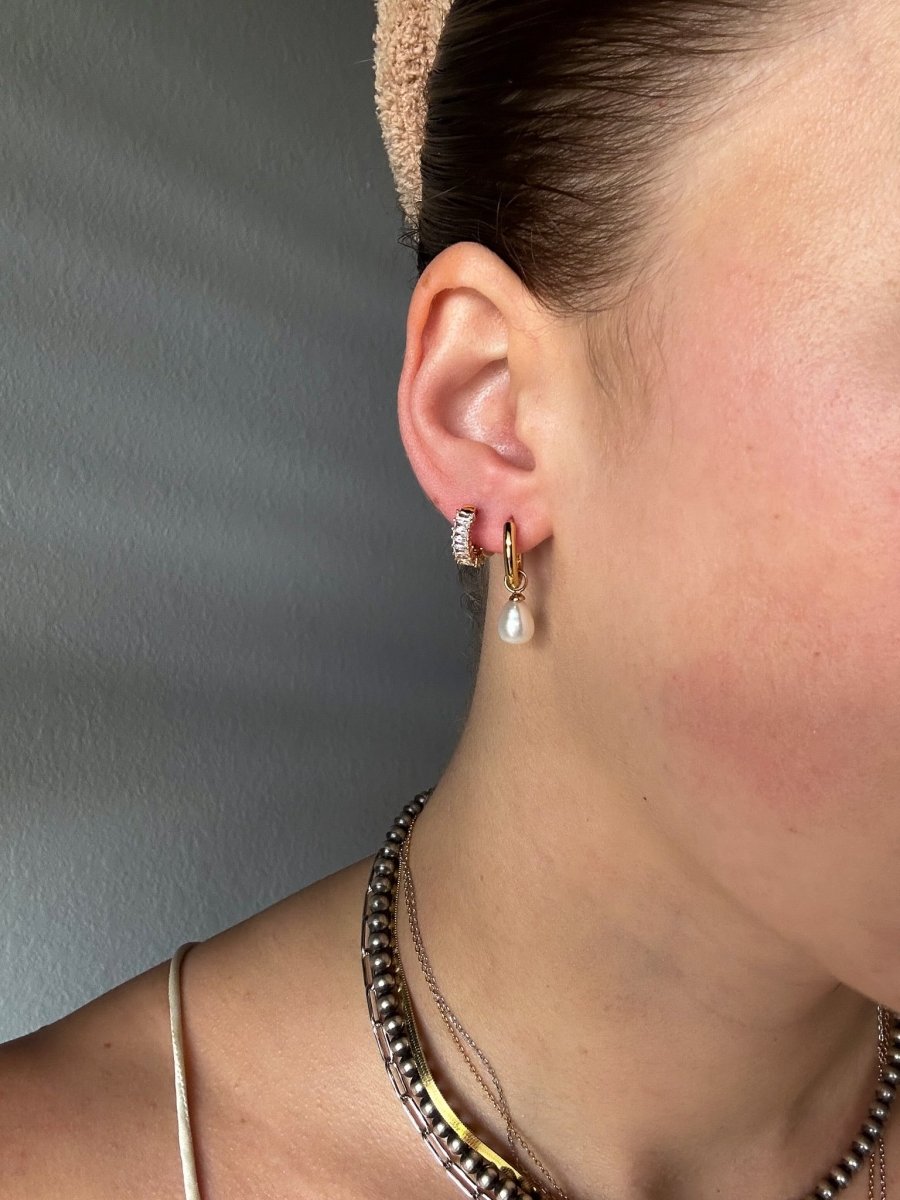 Laurel Gold Plated Baguette Hoops - Wooten's