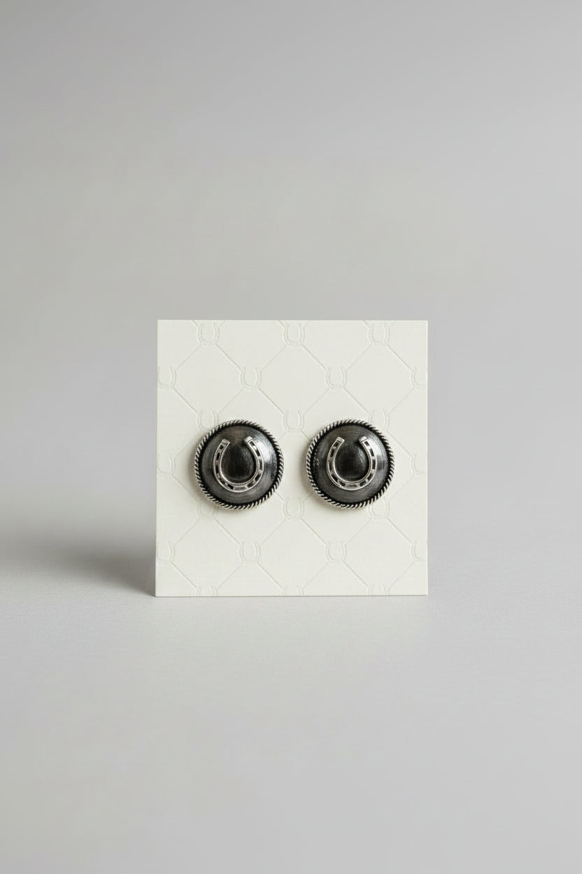 Leupp Silver Horseshoe Stud Earrings - Wooten's