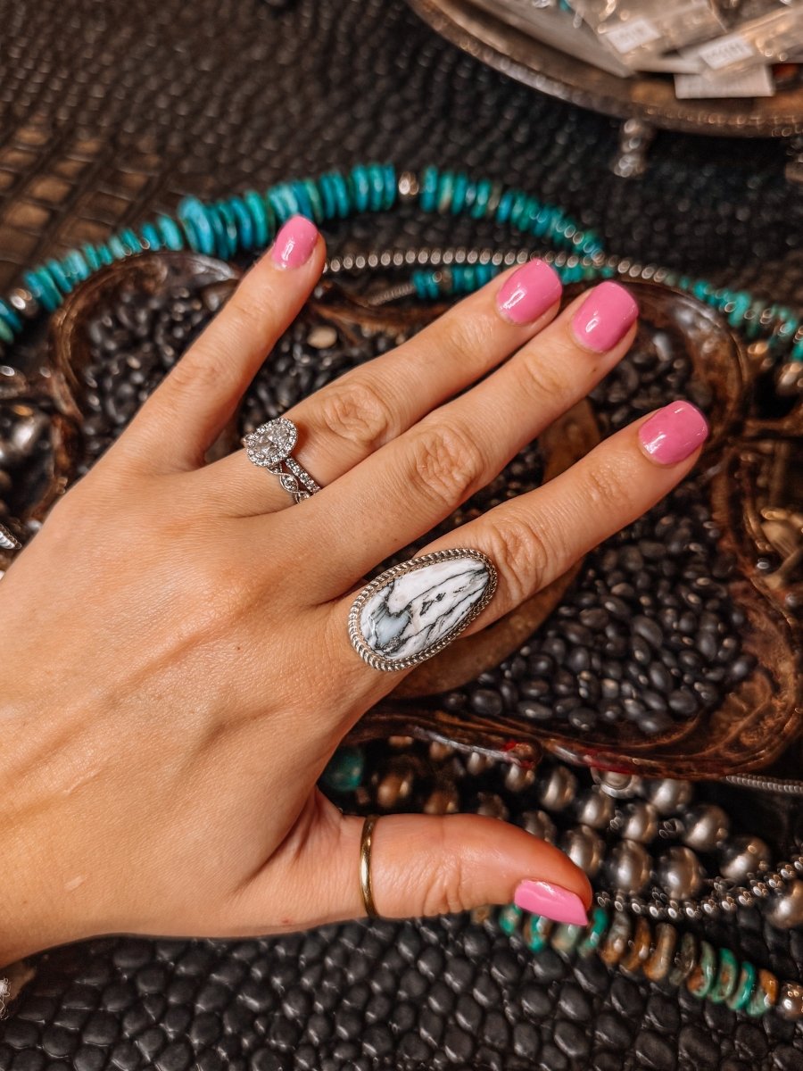 Lightning White Buffalo Ring - Horseshoe J & Co.