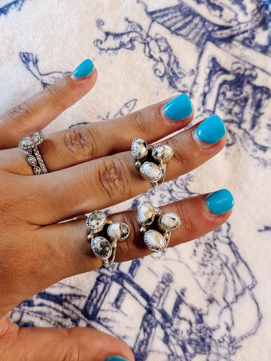 Lindale White Buffalo 3 Stone Ring - ring - Horseshoe J & Co.