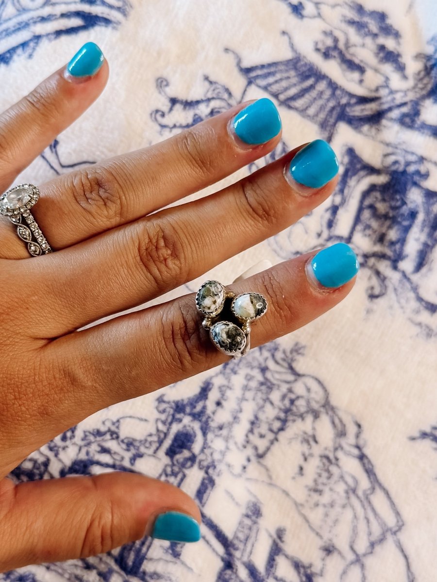 Lindale White Buffalo 3 Stone Ring - ring - Horseshoe J & Co.