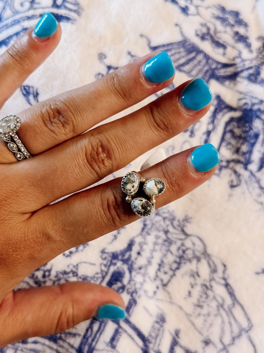 Lindale White Buffalo 3 Stone Ring - ring - Horseshoe J & Co.