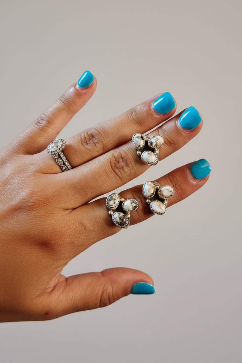 Lindale White Buffalo 3 Stone Ring - ring - Wooten's