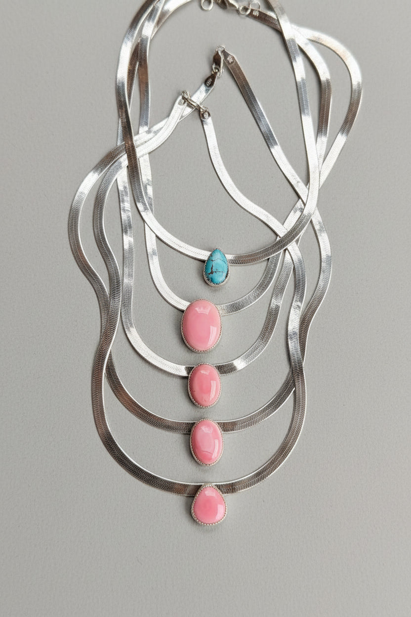 Linden Herringbone Stone Necklace - Wooten's
