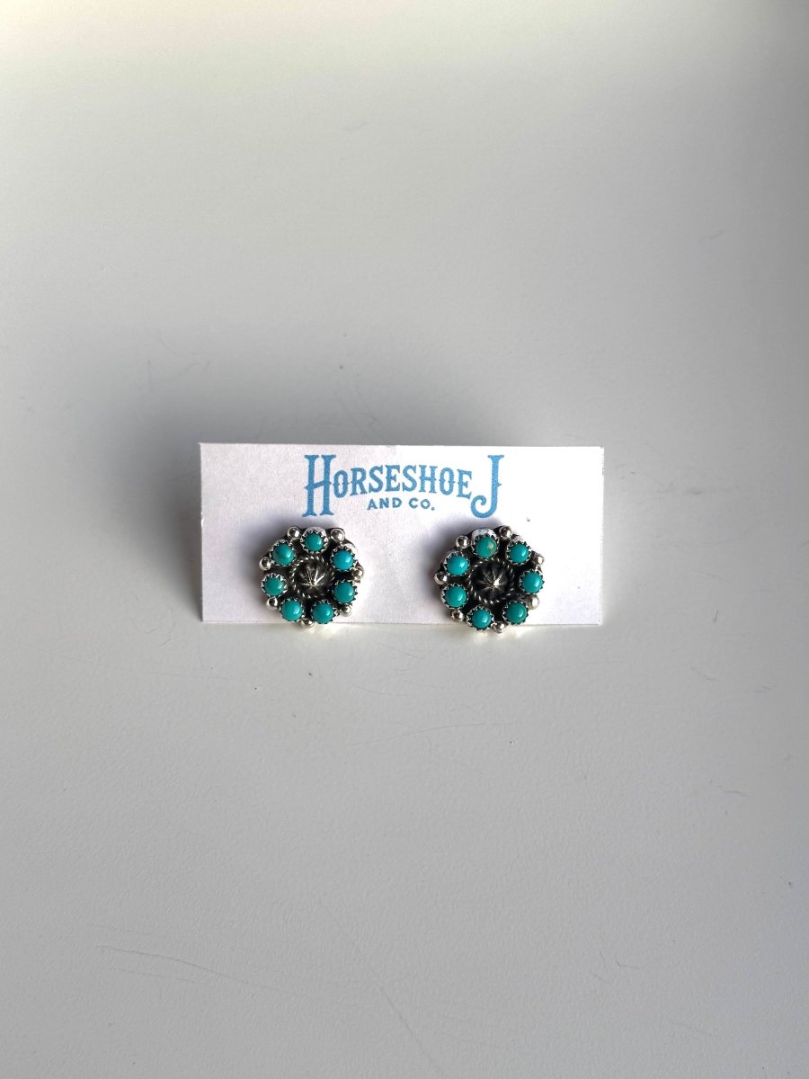 Lubbock Turquoise Cluster Earrings - Horseshoe J & Co.