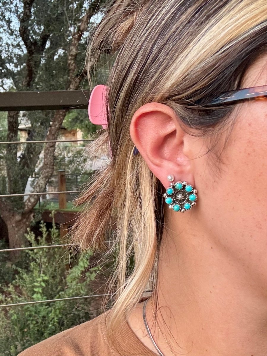 Lubbock Turquoise Cluster Earrings - Wooten's