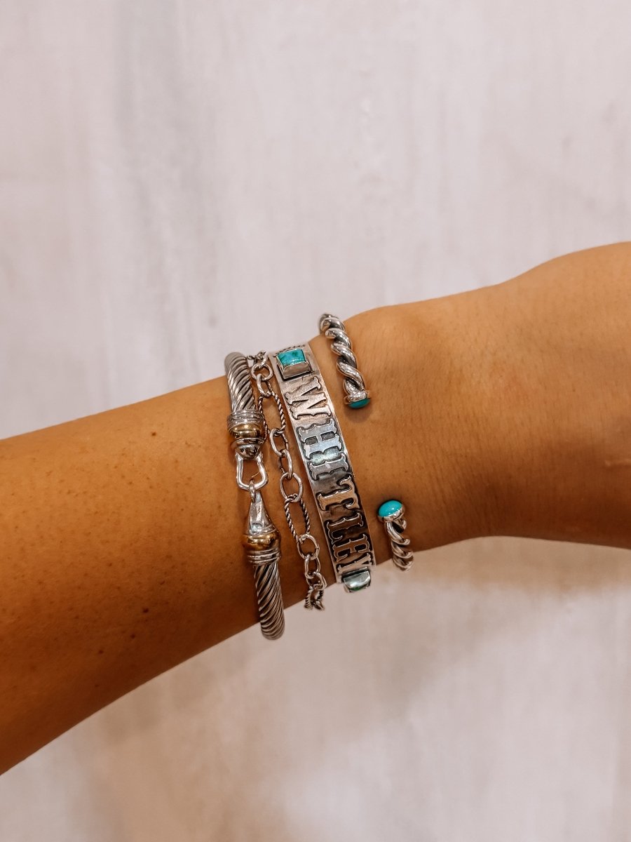 MADE TO ORDER - Turquoise Name Cuff Bracelet (10 week TAT) - Wooten's