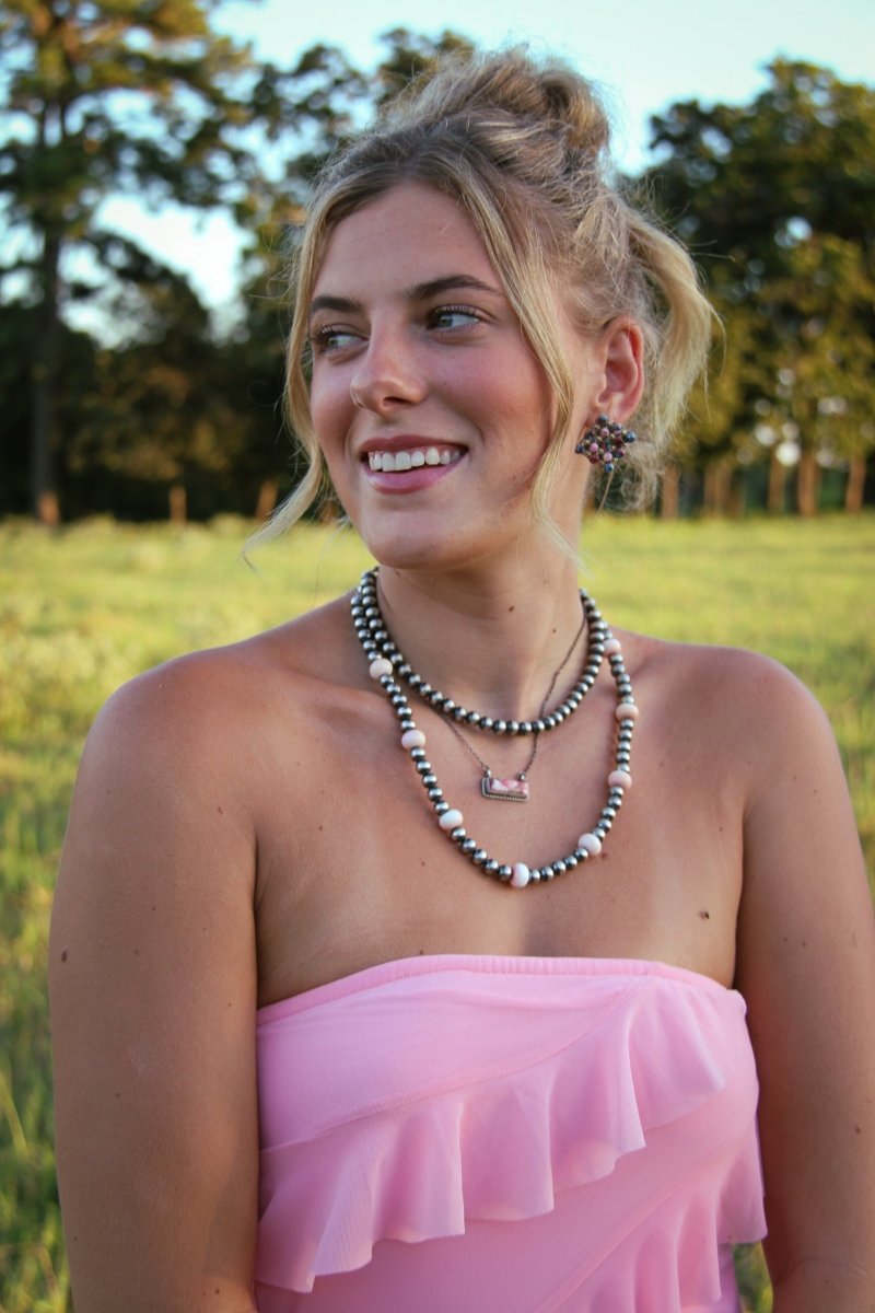 Marfa Cluster Turquoise/Pink Dahlia Earrings - Wooten's