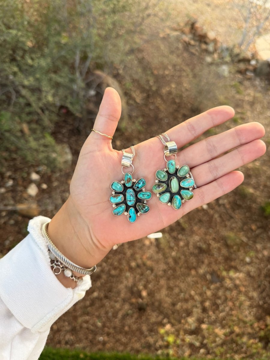 Monterey Turquoise Cluster Pendant/Necklace - bracelet - Horseshoe J & Co.