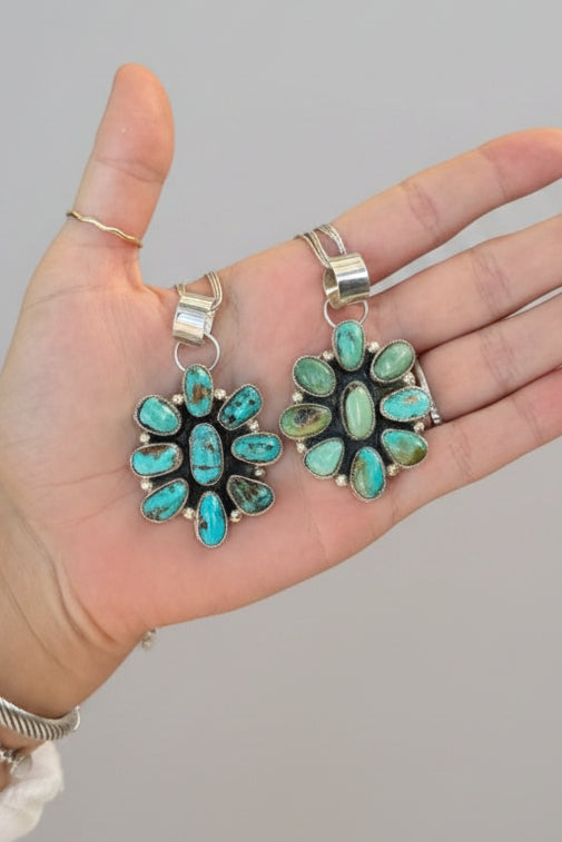 Monterey Turquoise Cluster Pendant/Necklace - bracelet - Wooten's