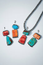 Naco 2 Stone Hook Pendant (Orange/Red Spiny + Turquoise) - Wooten's