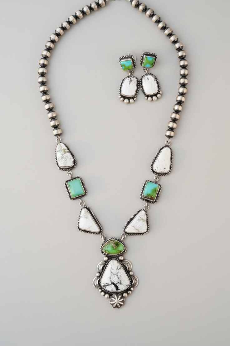 Overton Sonoran Gold/White Buffalo Necklace + Earring Set - Wooten's