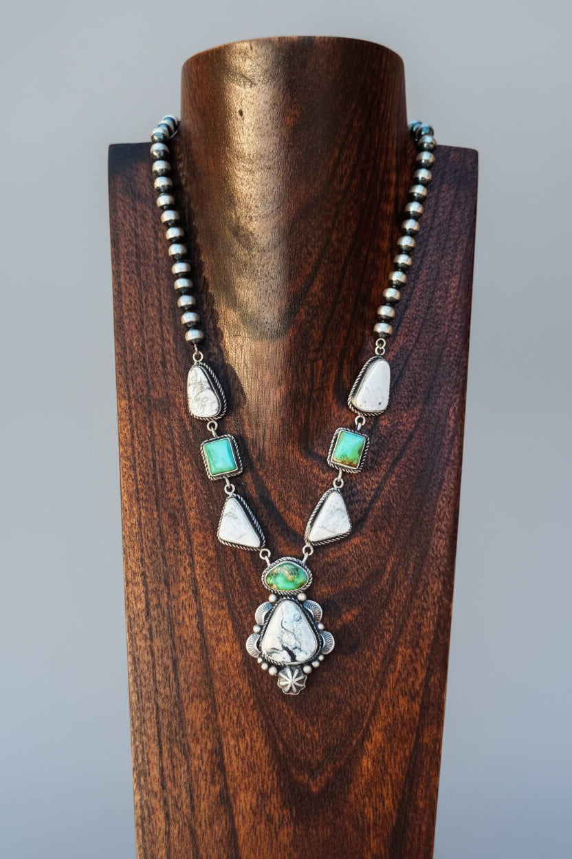 Overton Sonoran Gold/White Buffalo Necklace + Earring Set - Wooten's