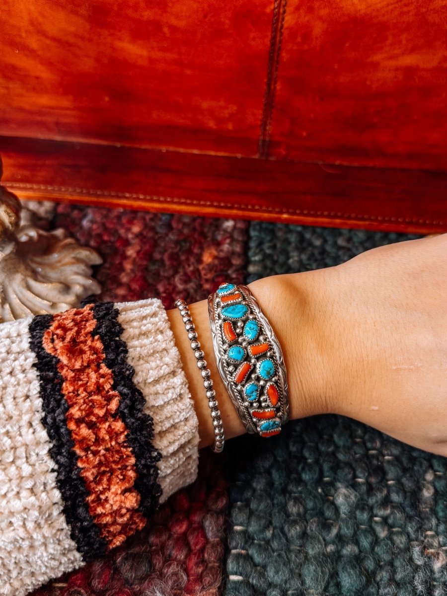 Panhandle Coral/Turquoise Cuff Bracelet - Wooten's