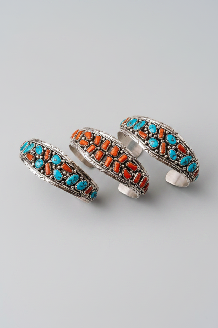 Panhandle Coral/Turquoise Cuff Bracelet - Wooten's