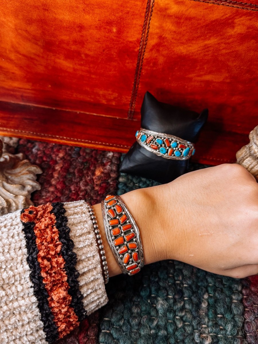 Panhandle Coral/Turquoise Cuff Bracelet - Wooten's
