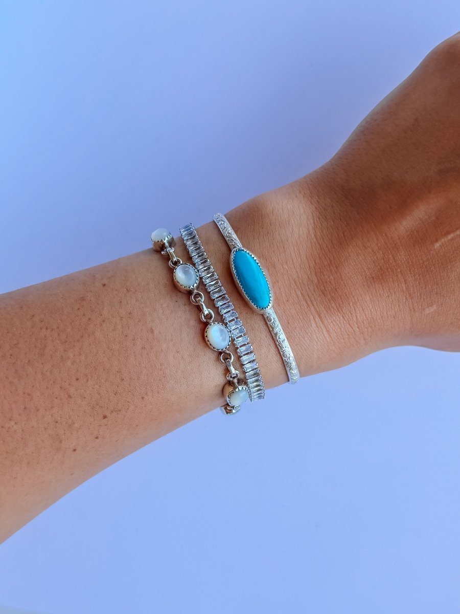 Pecos Turquoise Patterned Cuff - Horseshoe J & Co.