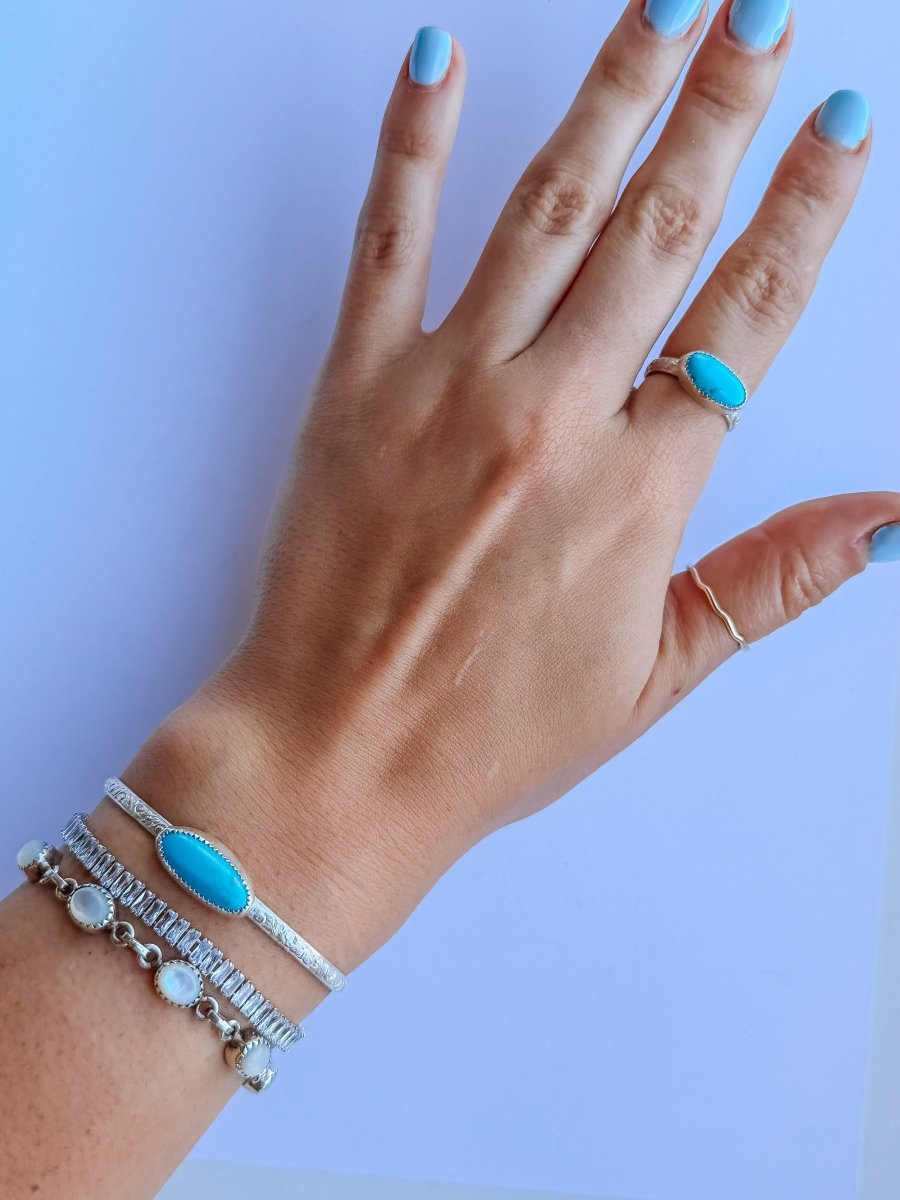 Pecos Turquoise Patterned Cuff - Horseshoe J & Co.