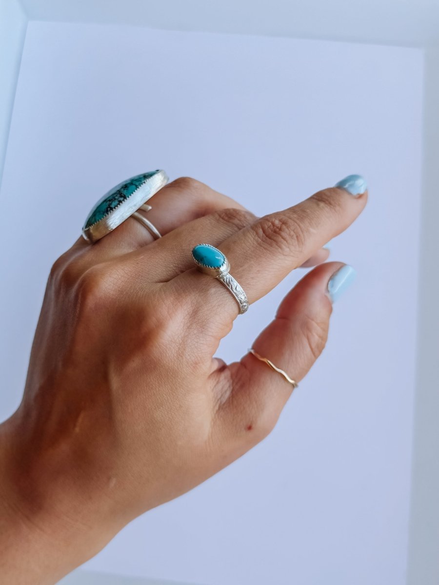 Pecos Turquoise Patterned Ring - Horseshoe J & Co.
