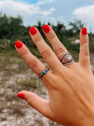 Penitas 4mm Silver Pearl with Turquoise Ring - Wooten's