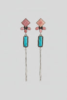 Pink Conch and Turquoise/White Buffalo Tassel Earrings - Wooten's