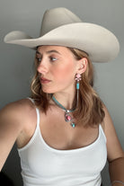 Pink Conch and Turquoise/White Buffalo Tassel Earrings - Wooten's