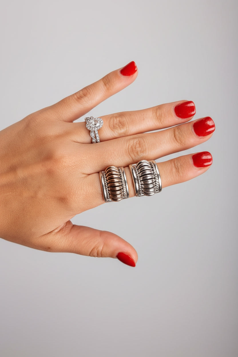 Quincy Silver + Gold Coil Ring - Wooten's