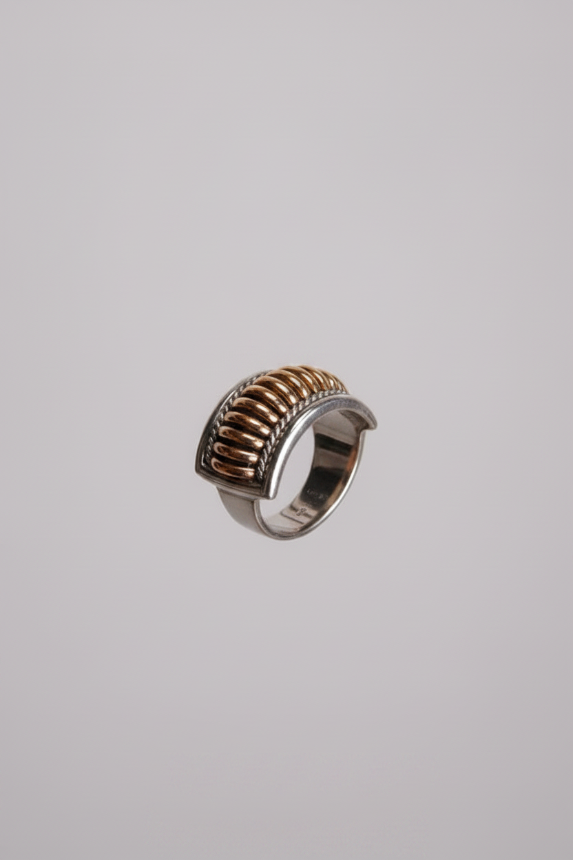 Quincy Silver + Gold Coil Ring - Wooten's