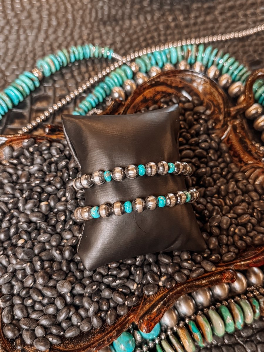 Rainy Day Blues Pearl + Turquoise Cuff Bracelet - Wooten's