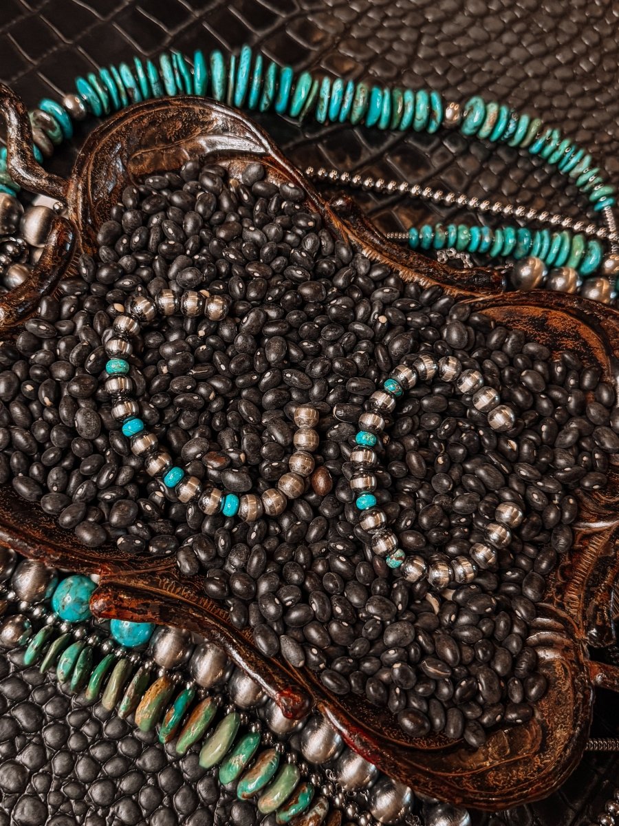 Rainy Day Blues Pearl + Turquoise Cuff Bracelet - Wooten's