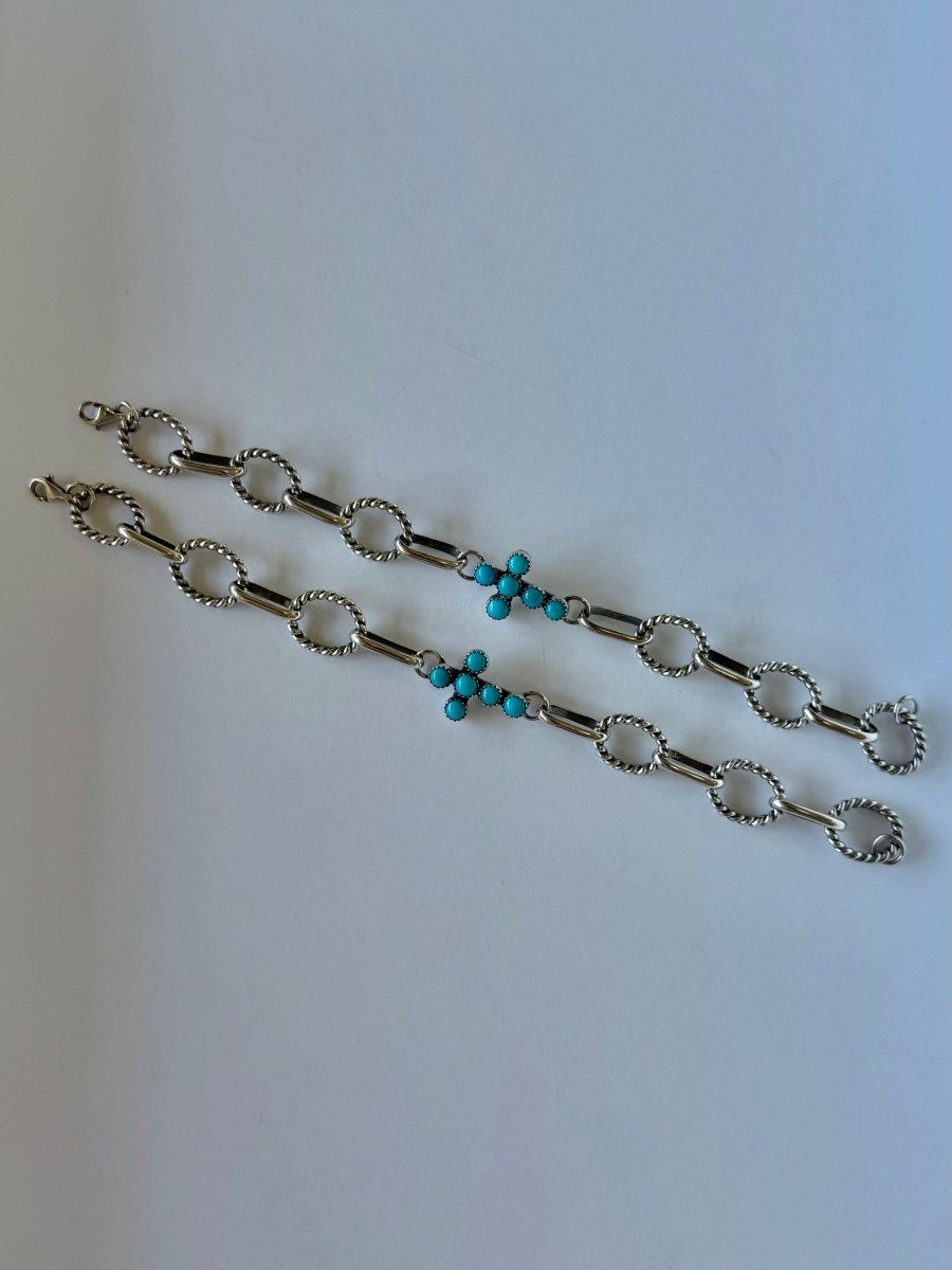Ranchester Turquoise Cross Link Bracelet - Wooten's