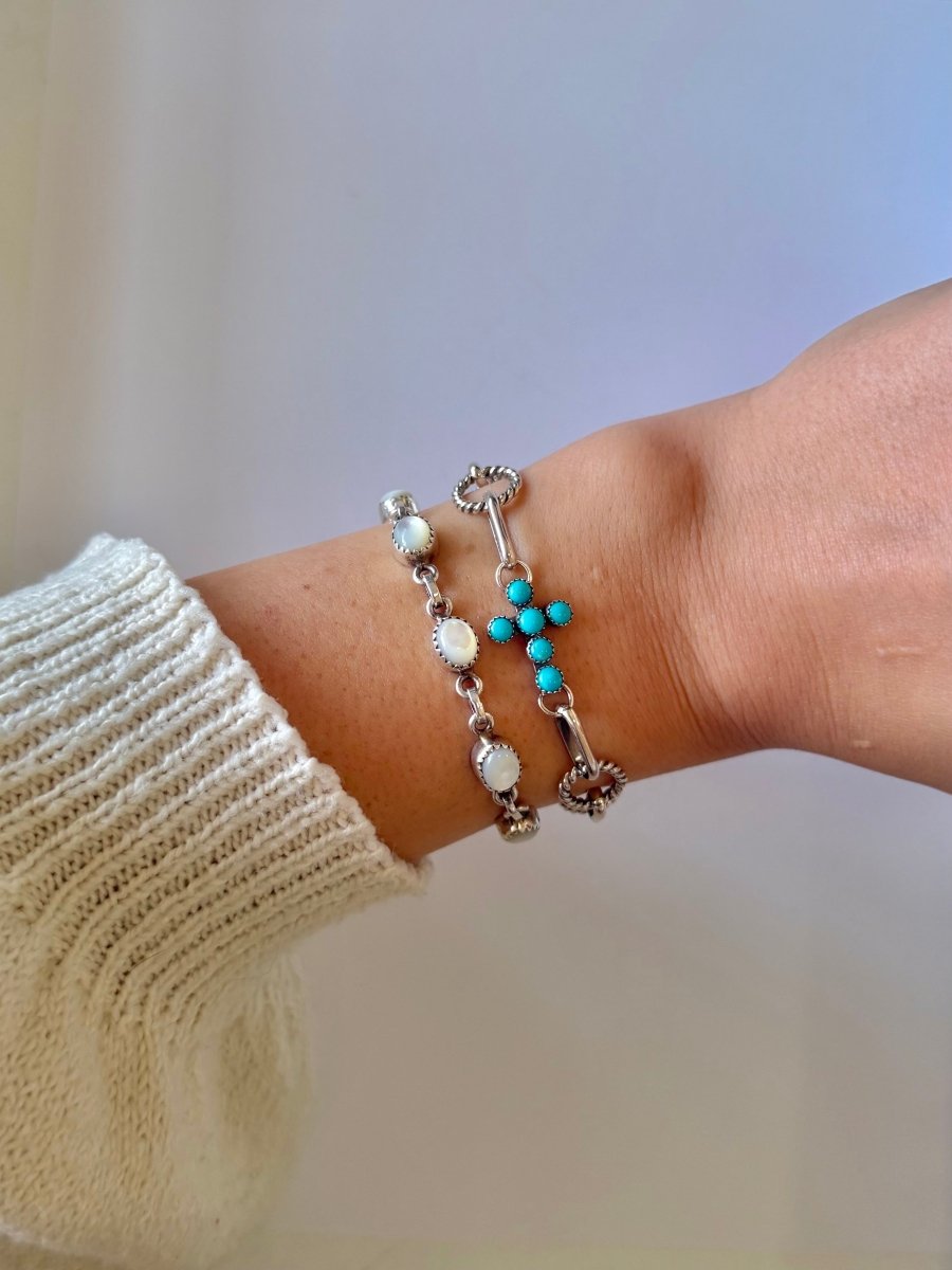 Ranchester Turquoise Cross Link Bracelet - Wooten's