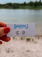 Ribbon Heart Stud Earrings - Horseshoe J & Co.