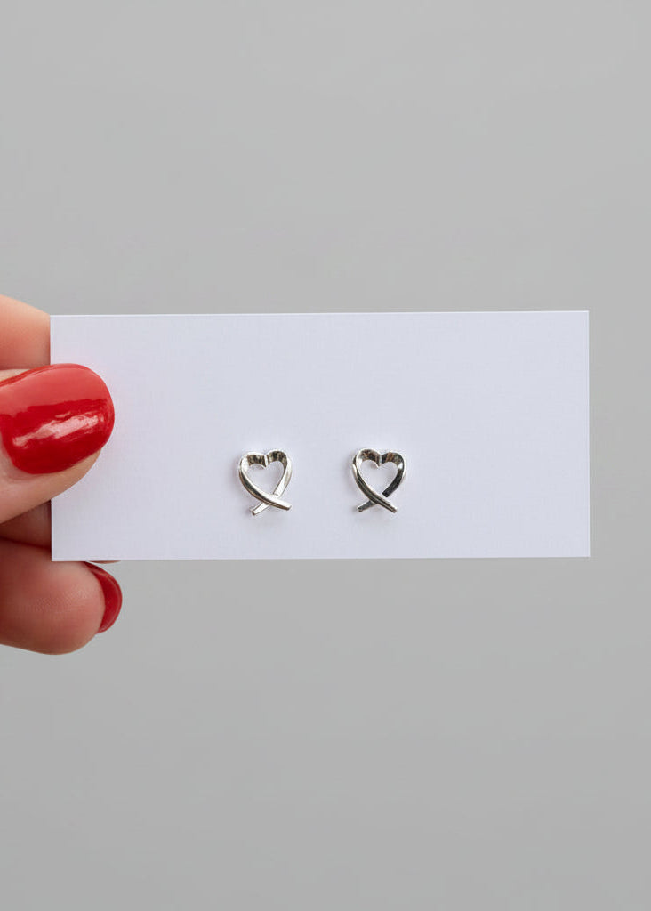 Ribbon Heart Stud Earrings - Wooten's