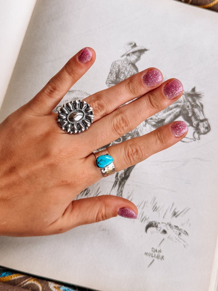 Ronan Hammered Turquoise Ring - Horseshoe J & Co.