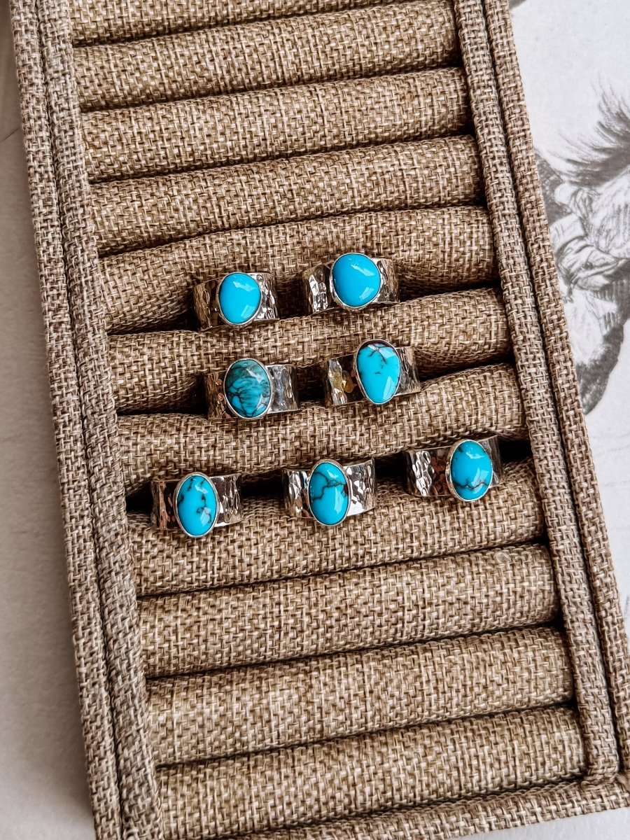 Ronan Hammered Turquoise Ring - Horseshoe J & Co.