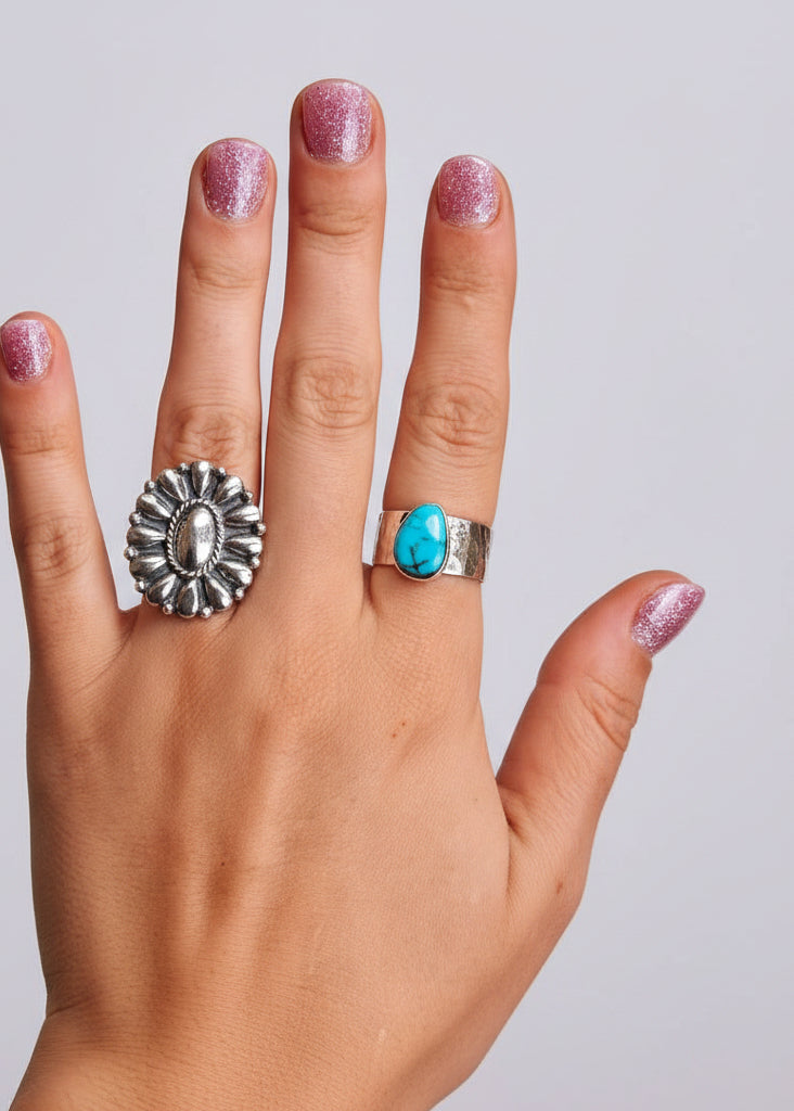 Ronan Hammered Turquoise Ring - Wooten's