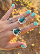Rowood Adjustable Turquoise Cowboy Hat Ring - Horseshoe J & Co.
