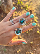 Rowood Adjustable Turquoise Cowboy Hat Ring - Horseshoe J & Co.