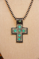 Sanders Large Turquoise Inlay Cross Pendant - Horseshoe J & Co.