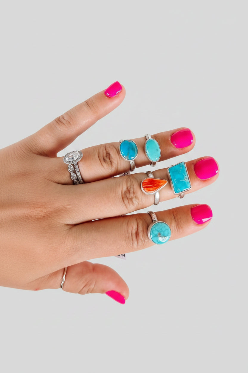 Seabrook Turquoise & Orange Spiny Rings - Wooten's