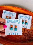 Seadrift Orange Spiny + Turquoise Earrings - Horseshoe J & Co.