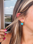 Seadrift Orange Spiny + Turquoise Earrings - Wooten's