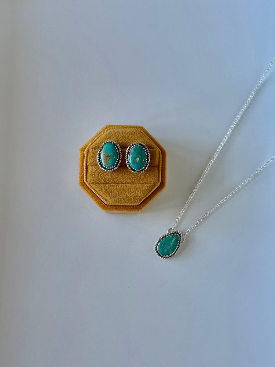 Seneca Pink Conch/Turquoise Earring + Necklace Set - Wooten's