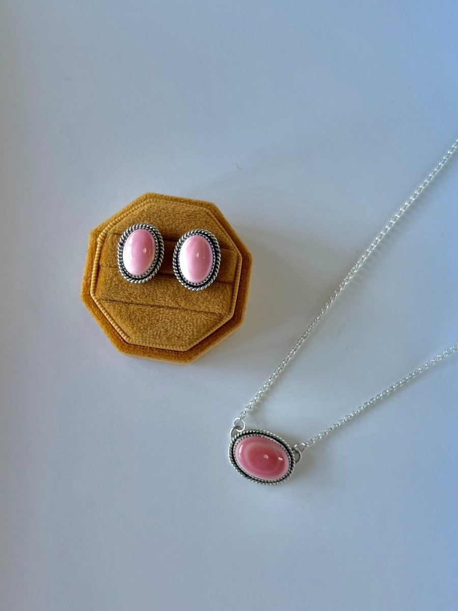 Seneca Pink Conch/Turquoise Earring + Necklace Set - Wooten's