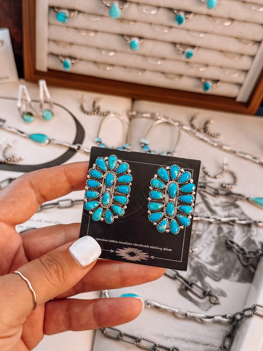 Snook Turquoise Cluster Earrings - Horseshoe J & Co.