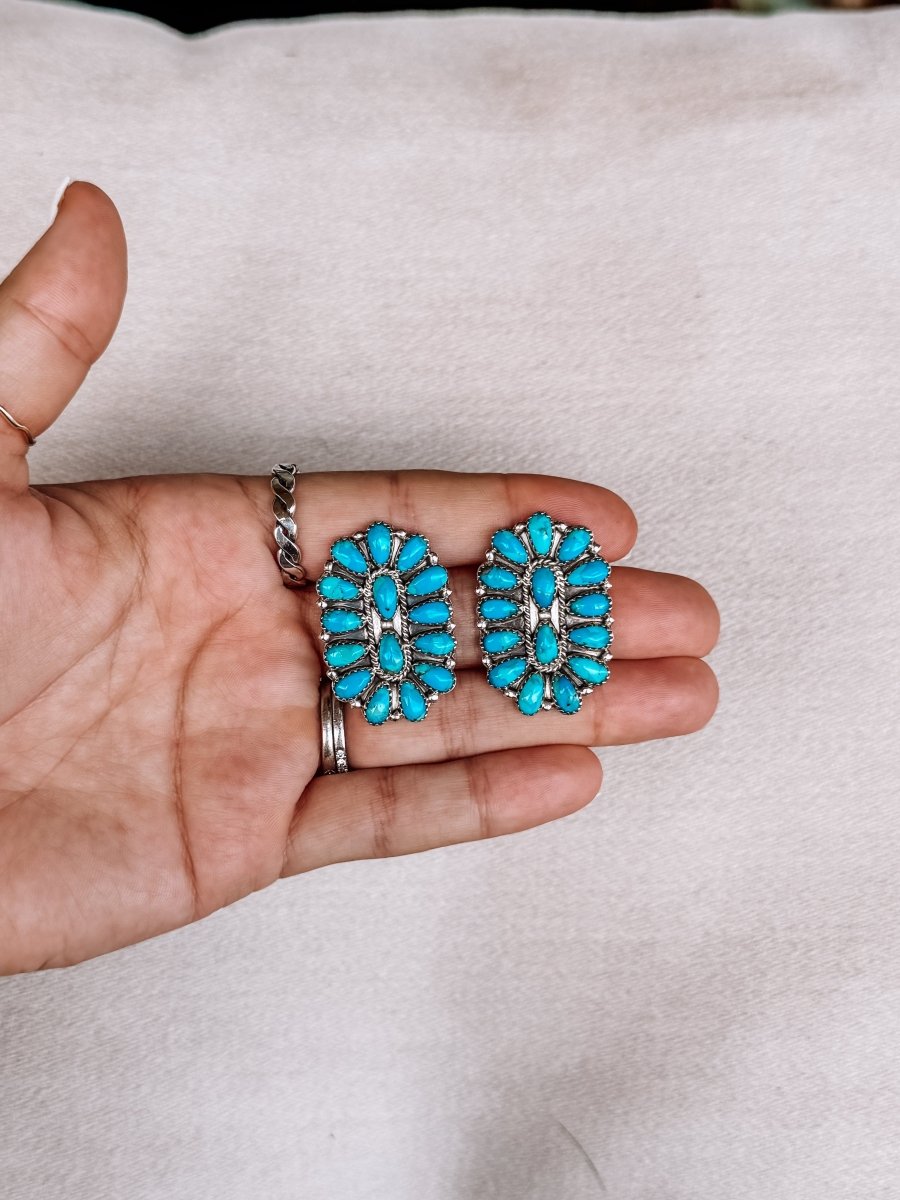 Snook Turquoise Cluster Earrings - Horseshoe J & Co.