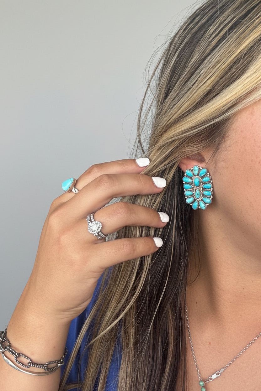 Snook Turquoise Cluster Earrings - Wooten's
