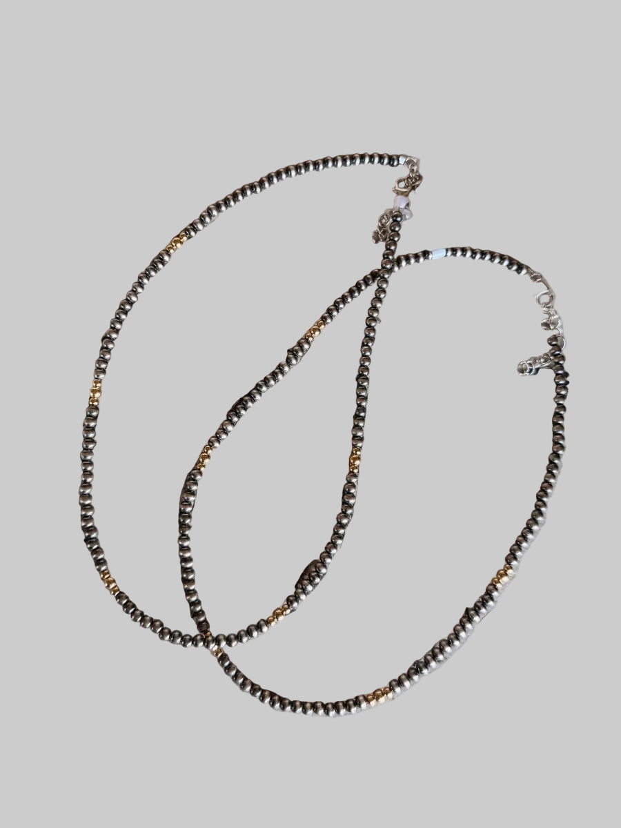 Snyder 2 Tone 4mm Pearl Necklace with Gold Beads - ring - Wooten's