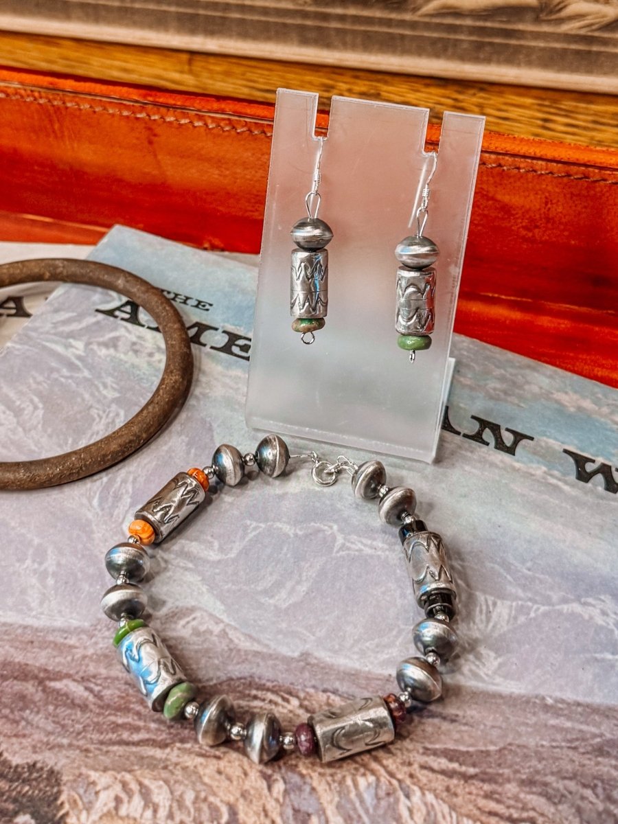 Stinnett Navajo Pearl & Stone Bracelets + Earrings Set - Horseshoe J & Co.